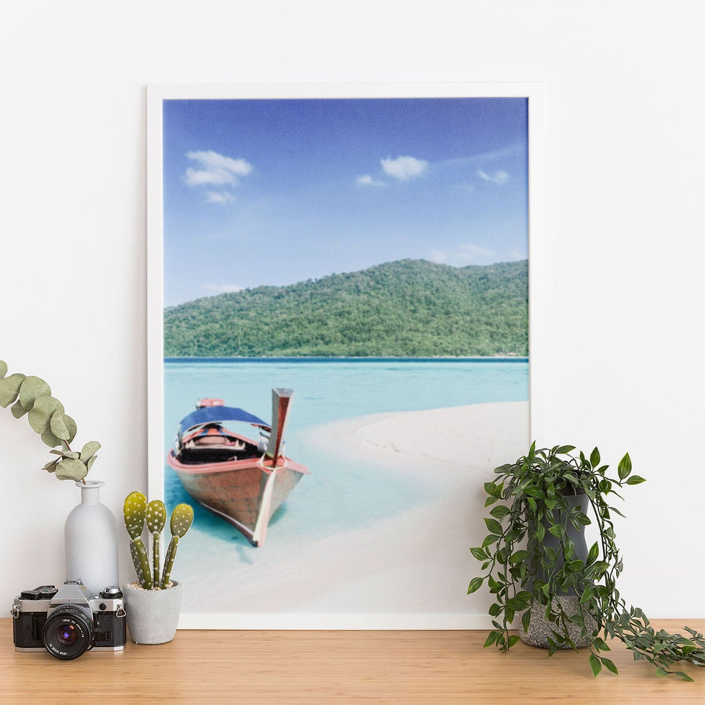 Wes Co Gallery Poster Tropical Boat Retreat 11 x 17" Home Goods - Nature  Art Print