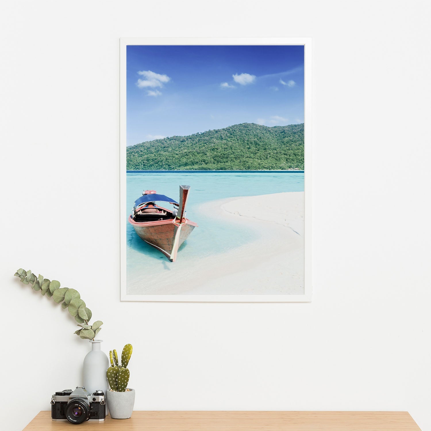 Wes Co Gallery Poster Tropical Boat Retreat 11 x 17" Home Goods - Nature  Art Print