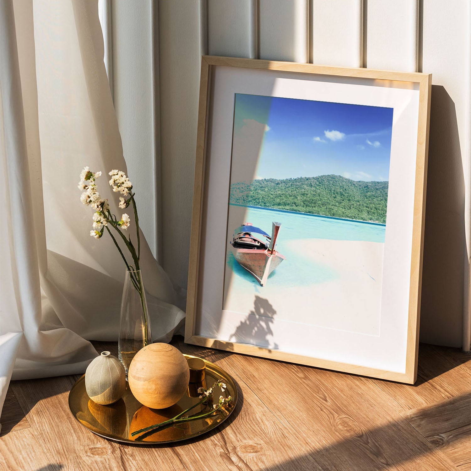 Wes Co Gallery Poster Tropical Boat Retreat 5 x 7" Home Goods - Nature  Art Print