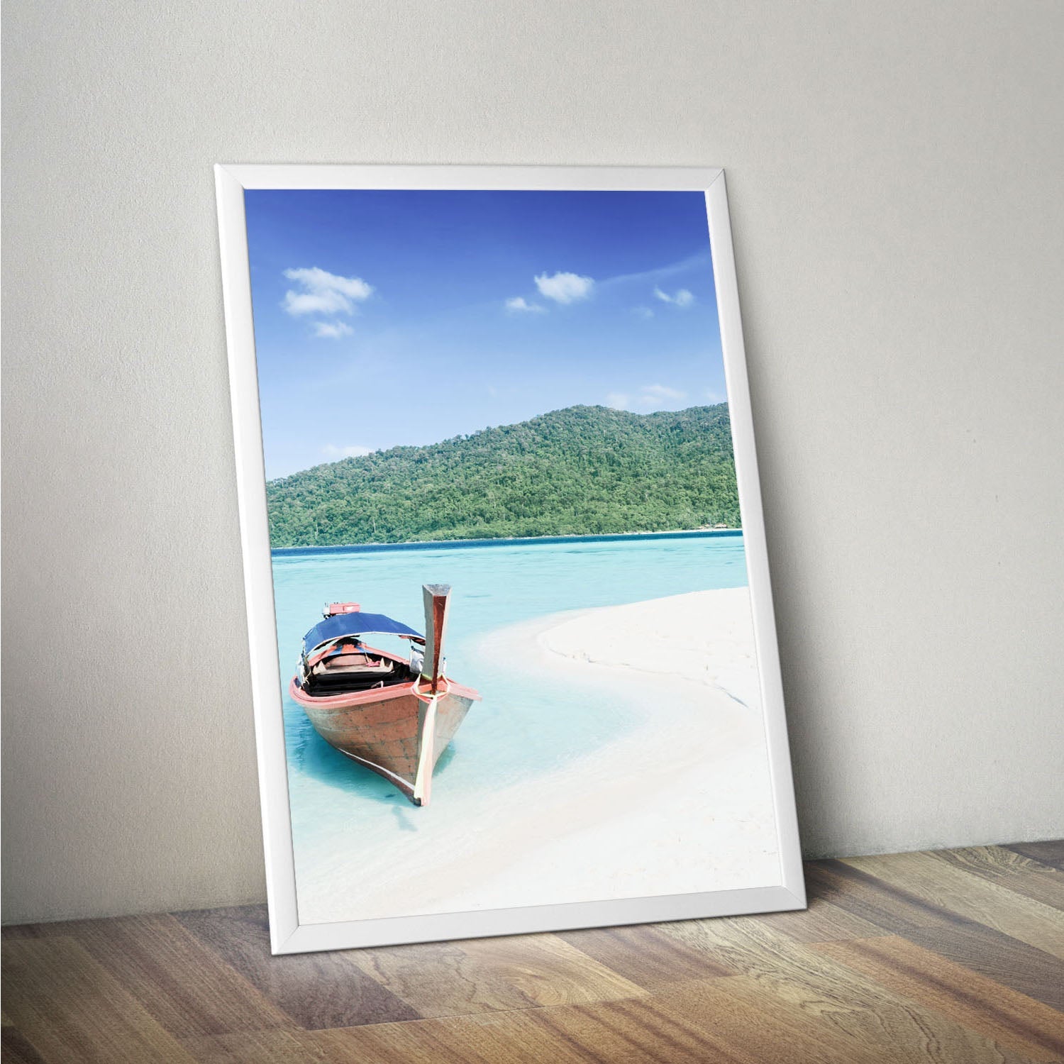 Wes Co Gallery Poster Tropical Boat Retreat 11 x 17" Home Goods - Nature  Art Print