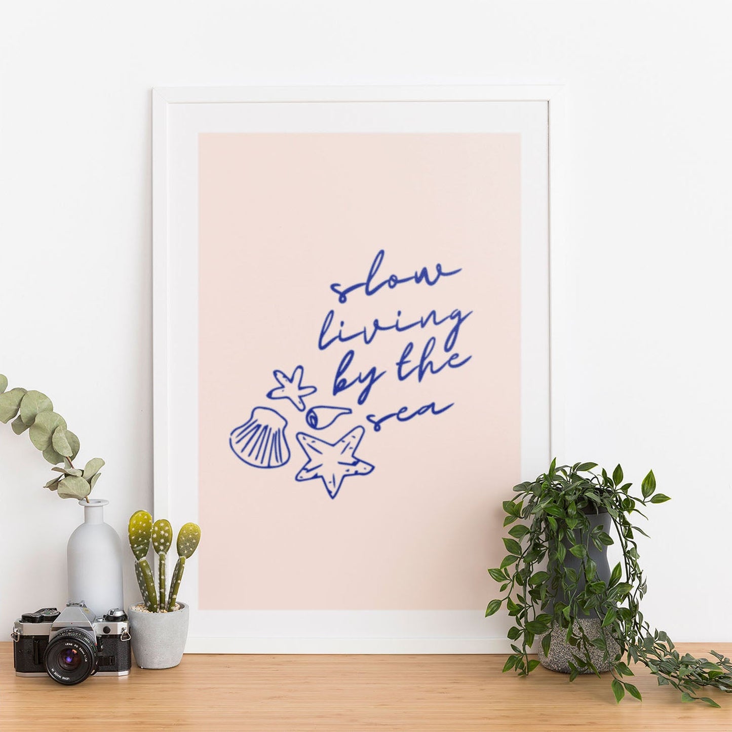 Wes Co Gallery Poster Slow Living By The Sea 12 x 16" Home Goods - Illustrations White border only Art Print