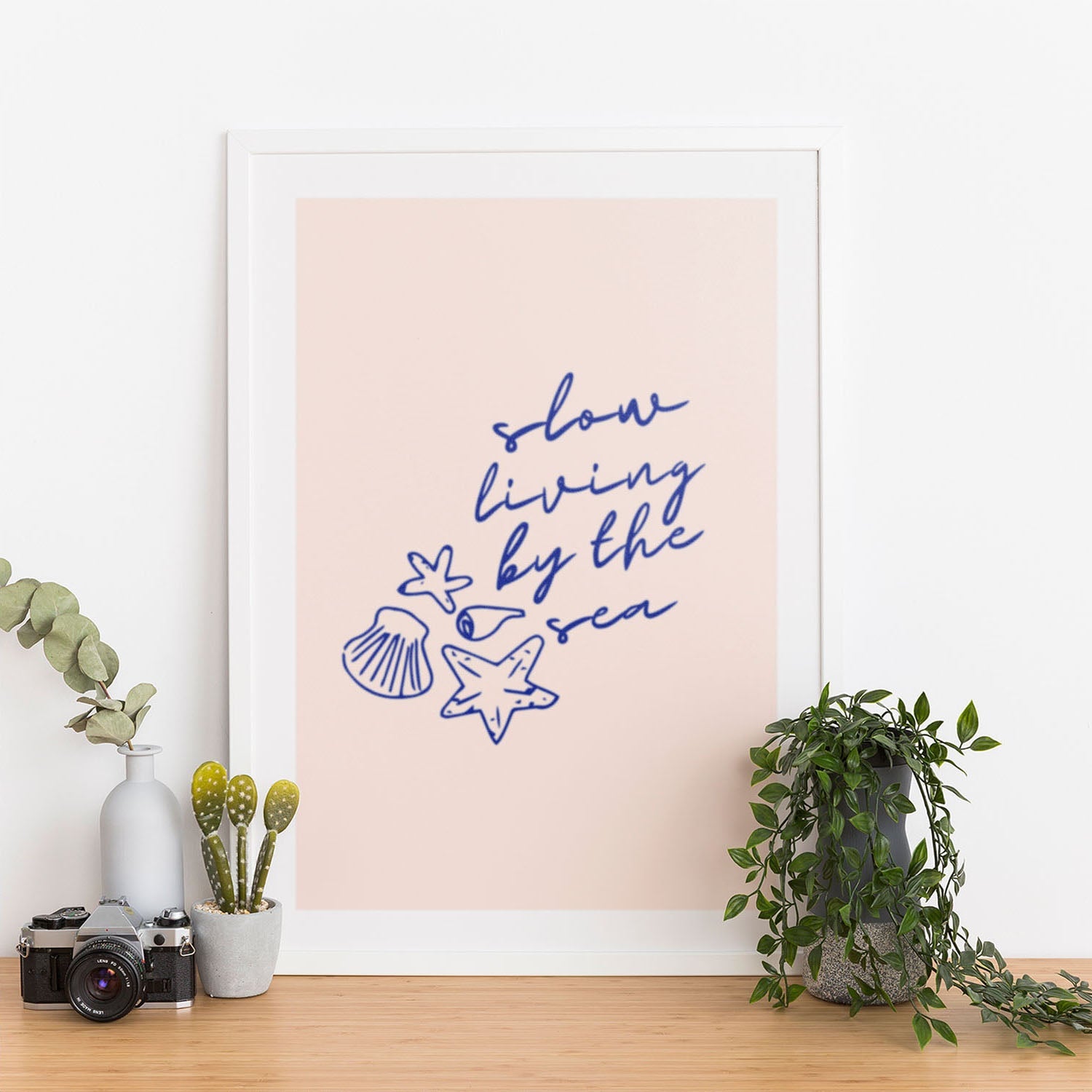 Wes Co Gallery Poster Slow Living By The Sea 12 x 16" Home Goods - Illustrations White border only Art Print