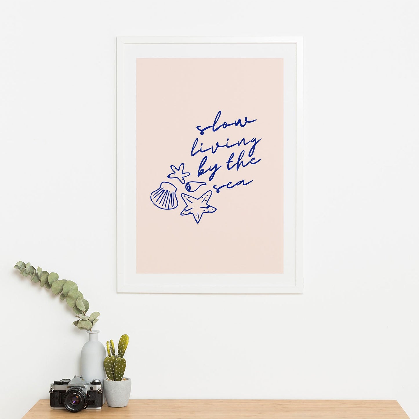 Wes Co Gallery Poster Slow Living By The Sea 16 x 20" Home Goods - Illustrations White border only Art Print