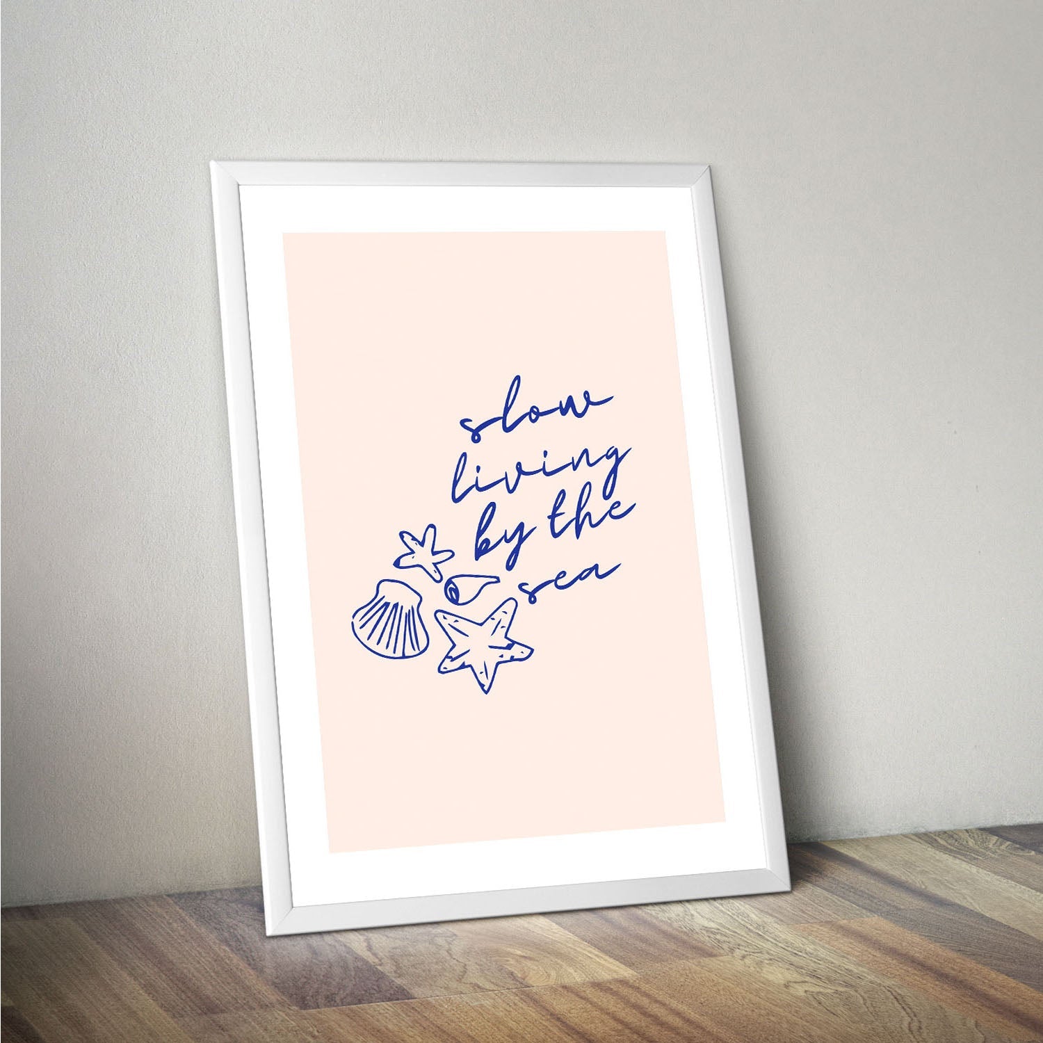 Wes Co Gallery Poster Slow Living By The Sea 16 x 20" Home Goods - Illustrations White border only Art Print