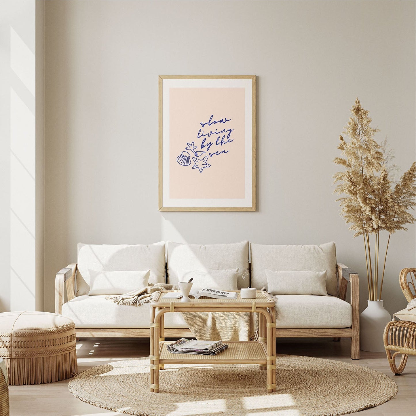 Wes Co Gallery Poster Slow Living By The Sea 8 x 10" Home Goods - Illustrations White border only Art Print