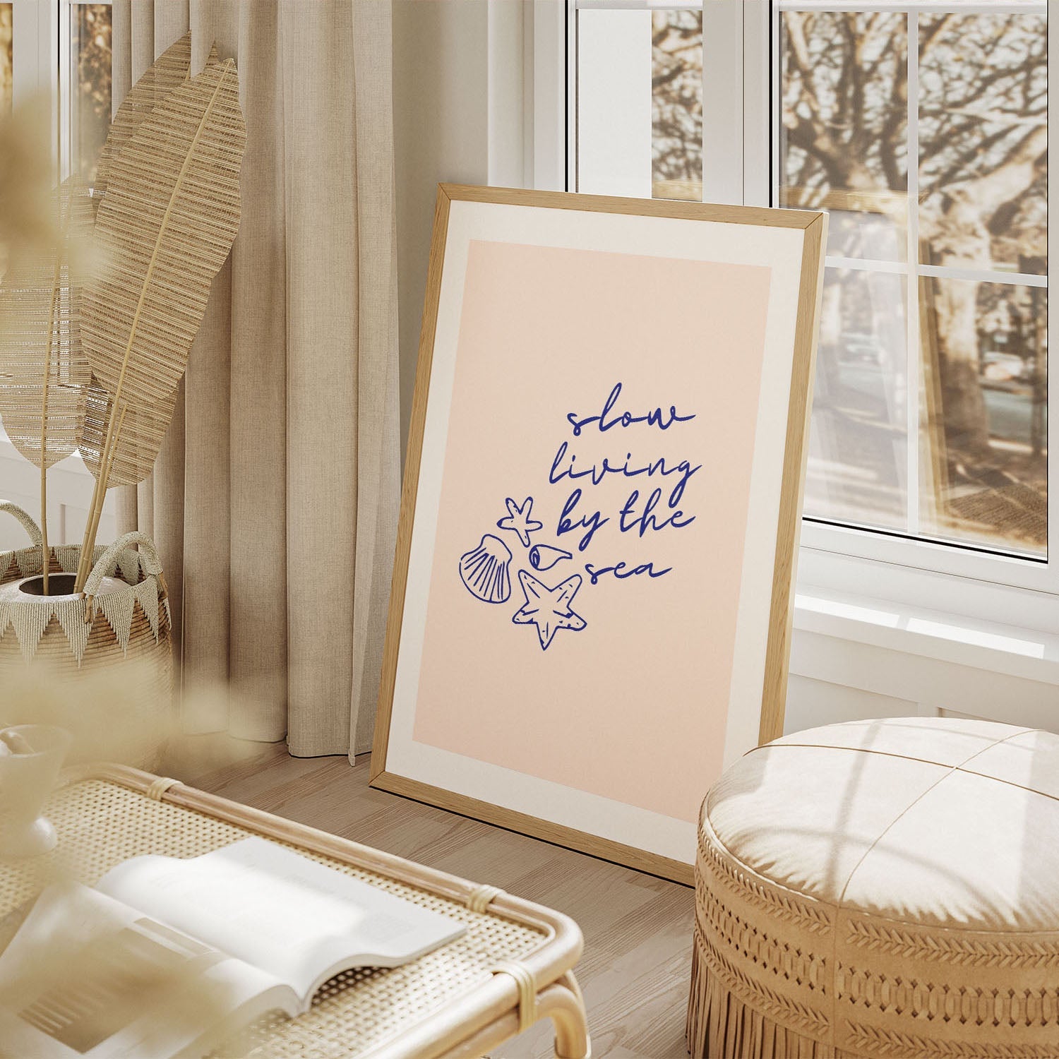 Wes Co Gallery Poster Slow Living By The Sea 11 x 17" Home Goods - Illustrations White border only Art Print