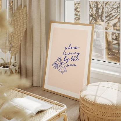 Wes Co Gallery Poster Slow Living By The Sea 11 x 17" Home Goods - Illustrations White border only Art Print