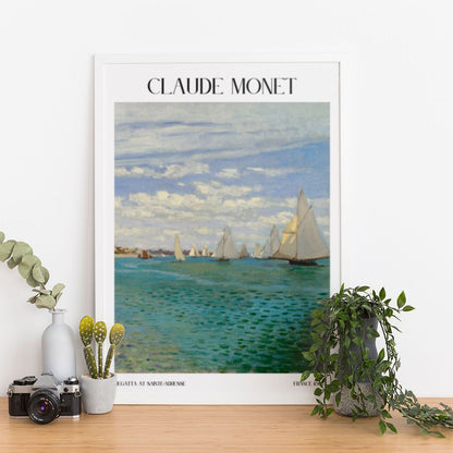 Wes Co Gallery Poster Regatta At Sainte-Adresse by Claude Monet 12 x 16" Home Goods - Artist Edge to edge Art Print