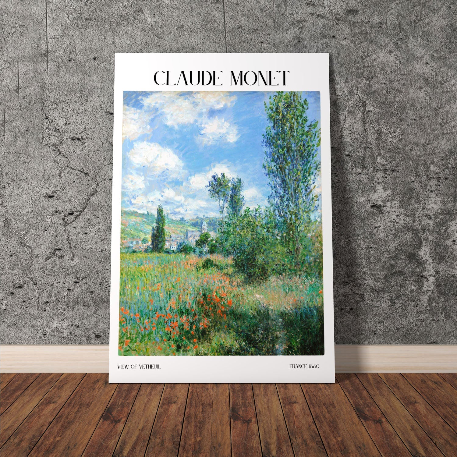 Wes Co Gallery Poster The View Of Vetheuil by Claude Monet 11 x 17" Home Goods - Artist Edge to edge Art Print