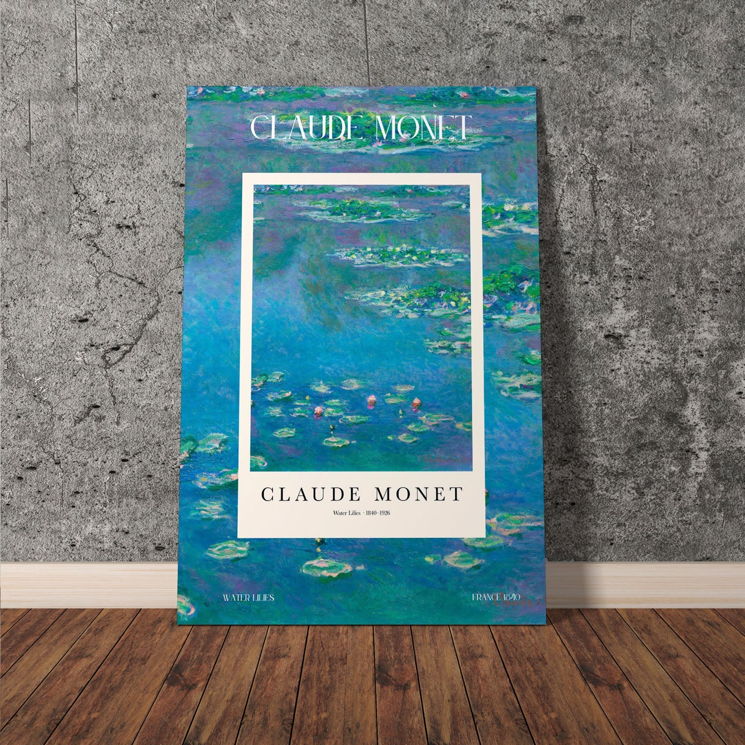 Wes Co Gallery Poster Water Lilies Profile by Claude Monet 11 x 17" Home Goods - Artist Edge to edge Art Print