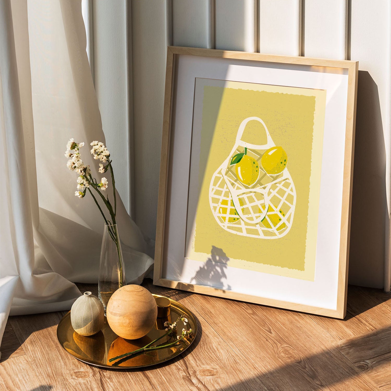 Wes Co Gallery Poster Lemon Basket 5 x 7" Home Goods - Illustrations Edge to edge Art Print