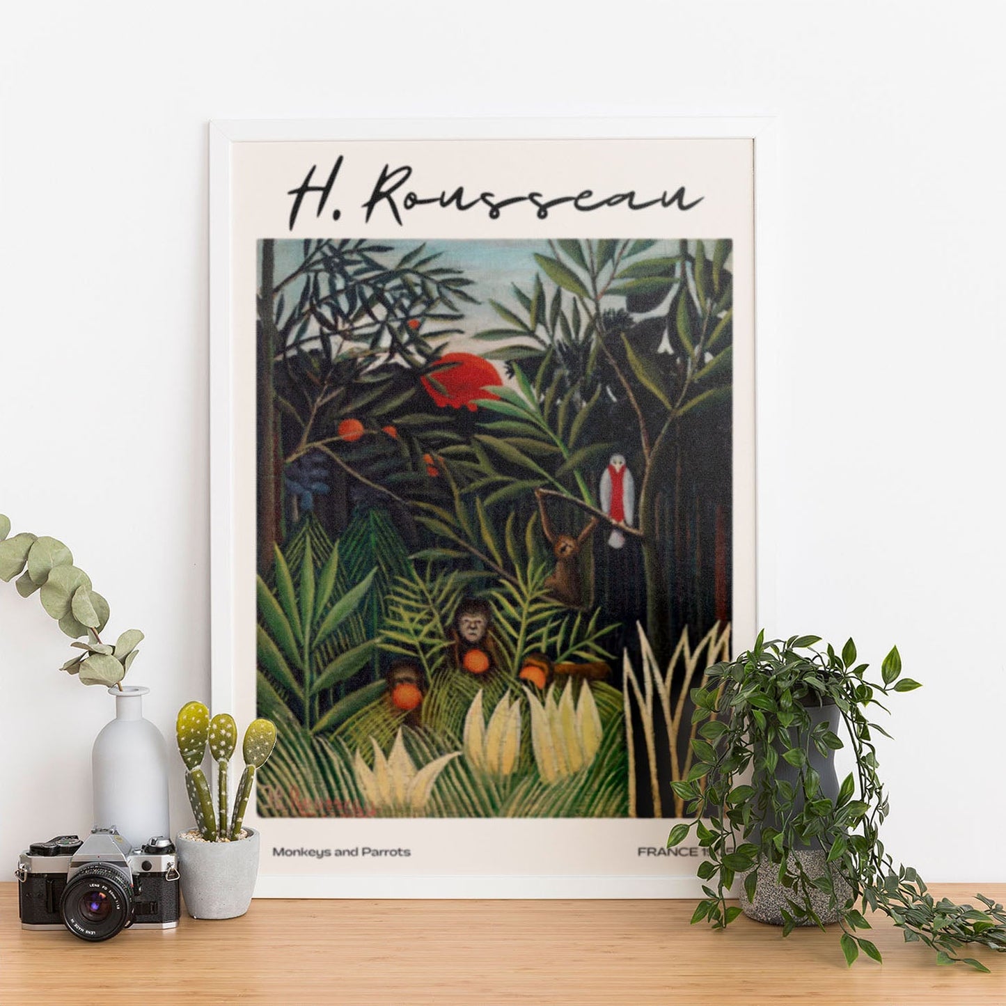 Wes Co Gallery Poster Monkeys And Parrots by Henri Rousseau 12 x 16" Home Goods - Artist Edge to edge Art Print