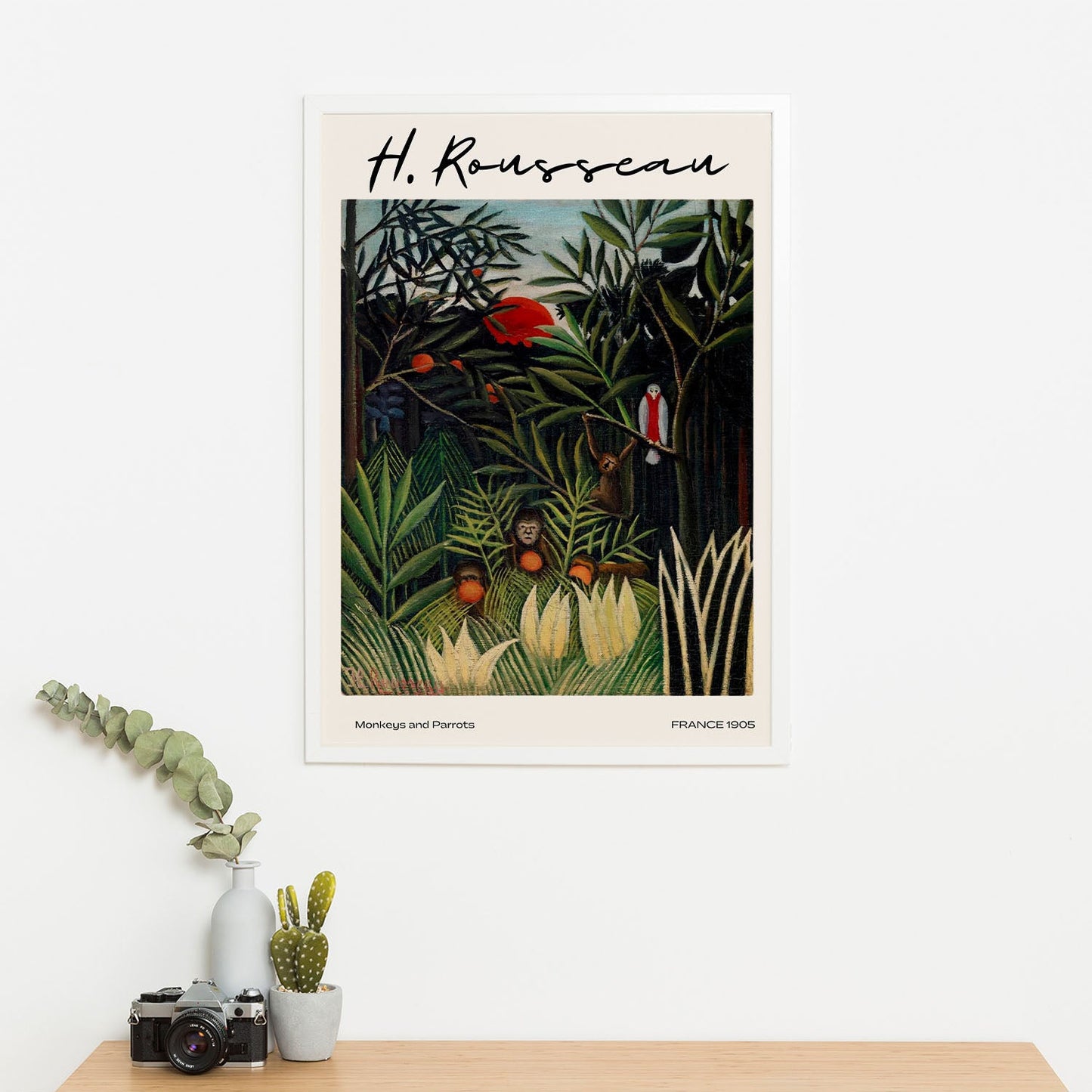 Wes Co Gallery Poster Monkeys And Parrots by Henri Rousseau 16 x 20" Home Goods - Artist Edge to edge Art Print