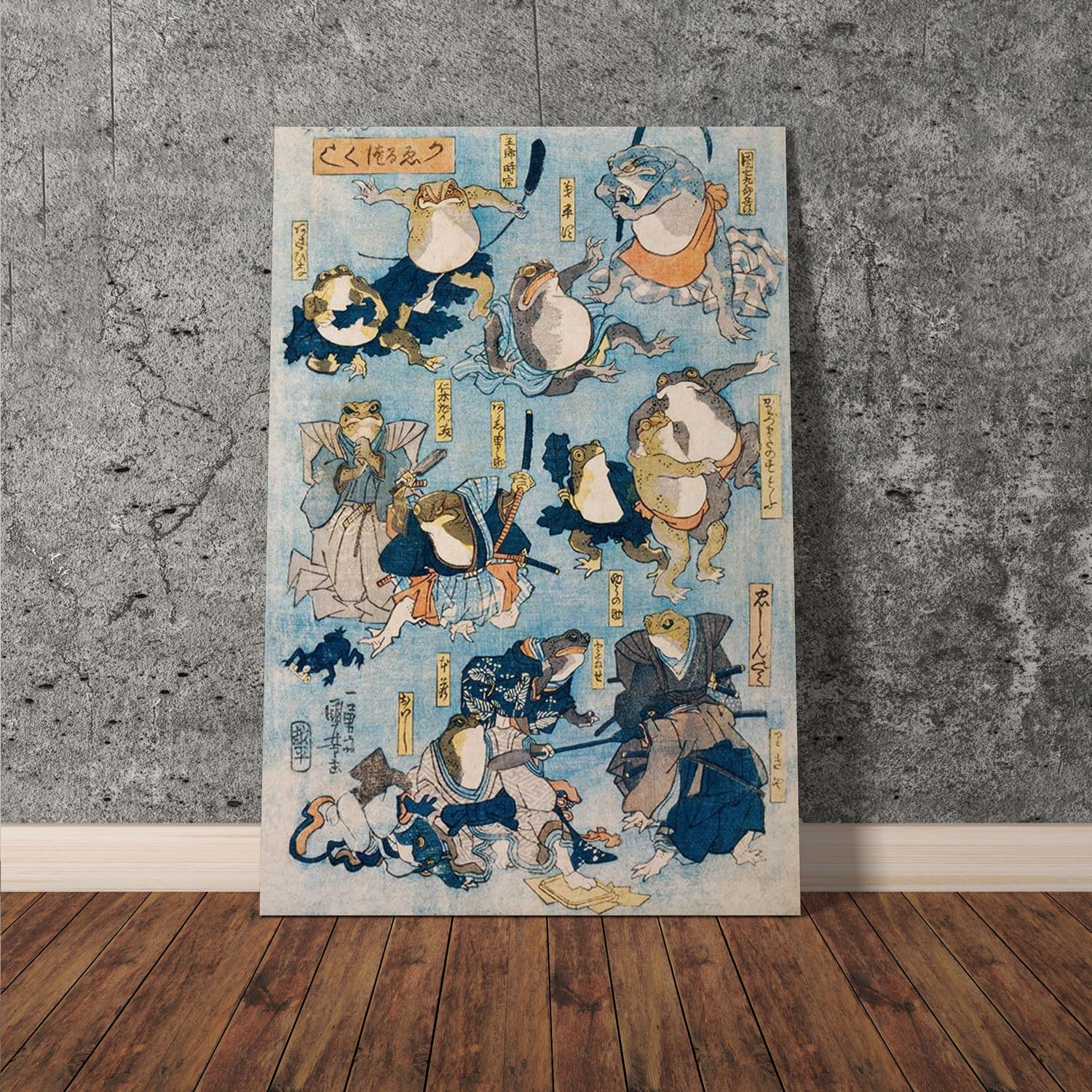 Wes Co Gallery Poster Samurai Frogs by Utagawa Kuniyoshi 11 x 17" Home Goods - Artist Edge to edge Art Print