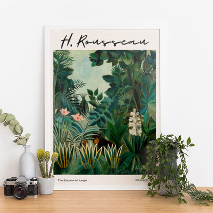 Wes Co Gallery Poster The Equatorial Jungle by Henri Rousseau 12 x 16" Home Goods - Artist Edge to edge Art Print