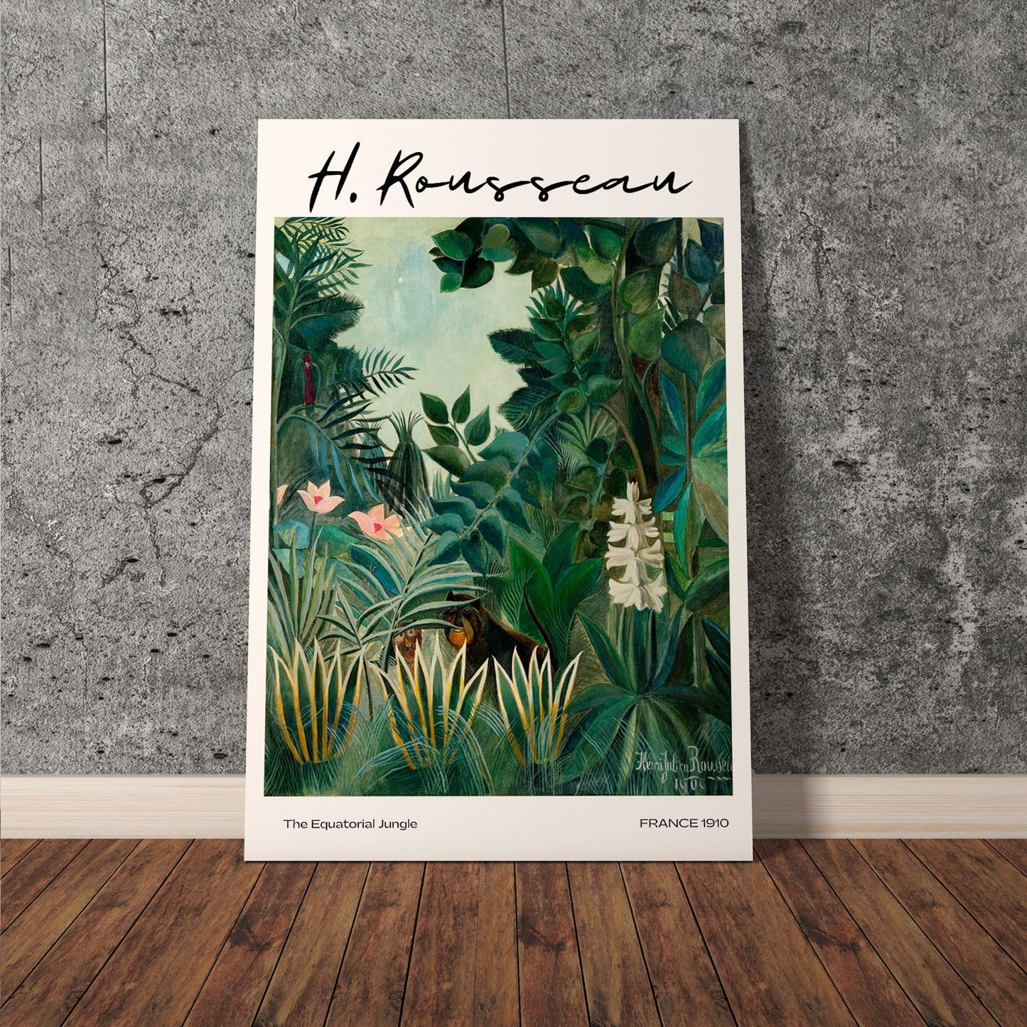 Wes Co Gallery Poster The Equatorial Jungle by Henri Rousseau 11 x 17" Home Goods - Artist Edge to edge Art Print