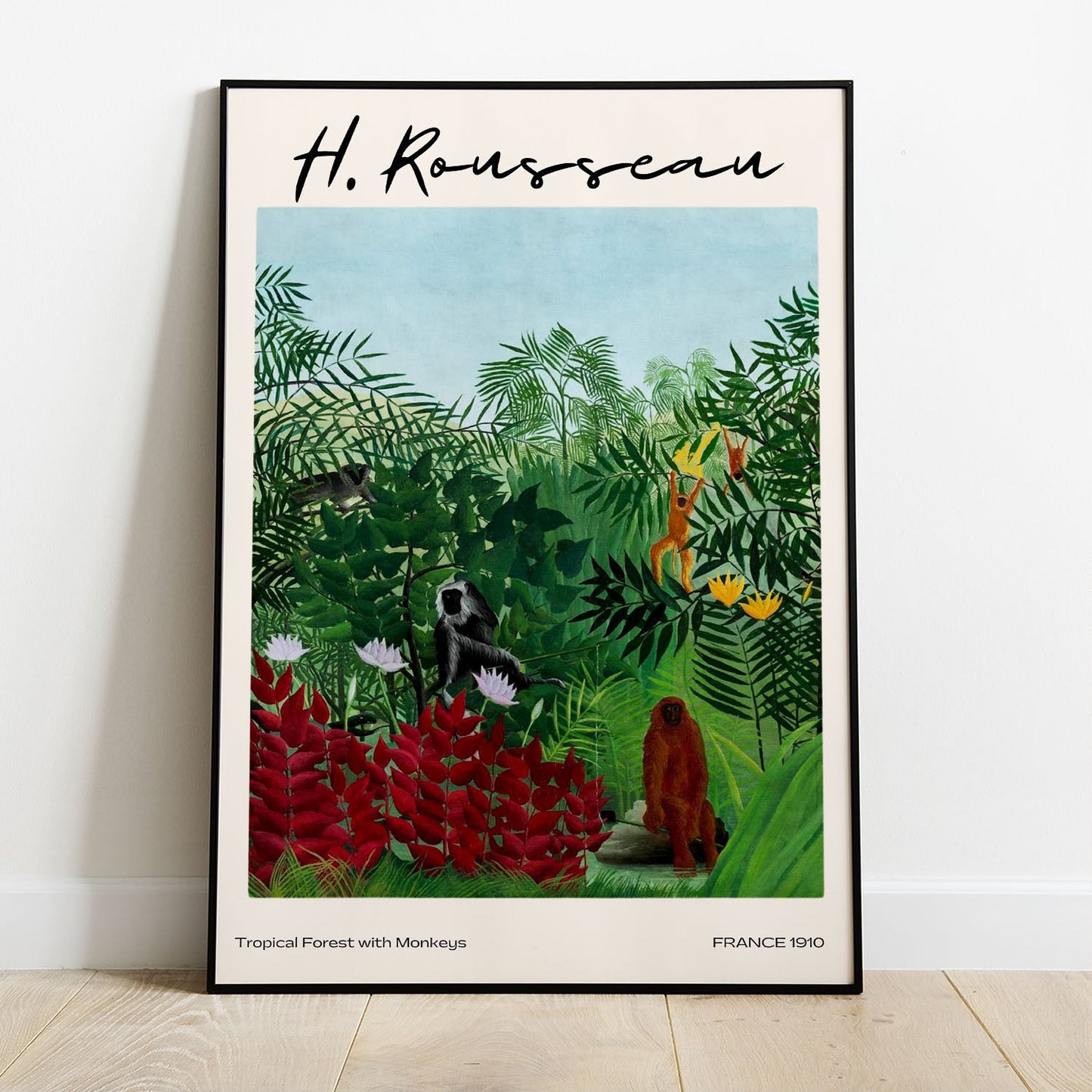 Wes Co Gallery Poster Tropical Forest With Monkeys by Henri Rousseau 8 x 10" Home Goods - Artist Edge to edge Art Print