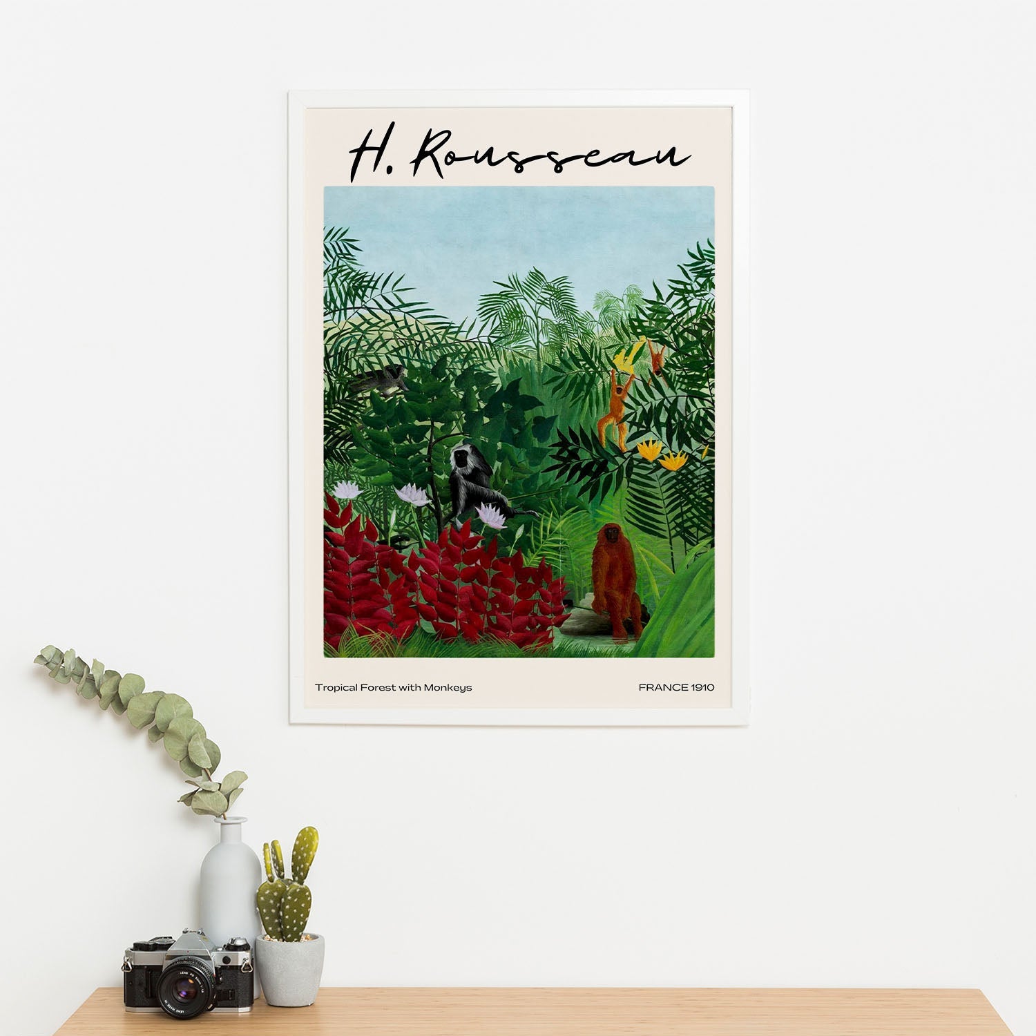 Wes Co Gallery Poster Tropical Forest With Monkeys by Henri Rousseau 16 x 20" Home Goods - Artist Edge to edge Art Print