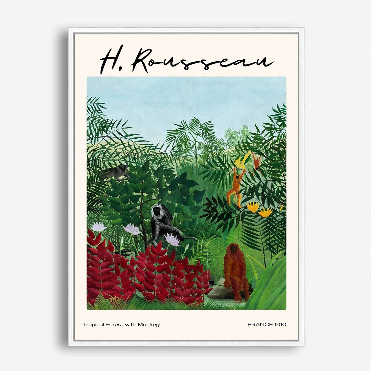 Wes Co Gallery Poster Tropical Forest With Monkeys by Henri Rousseau 5 x 7" Home Goods - Artist Edge to edge Art Print