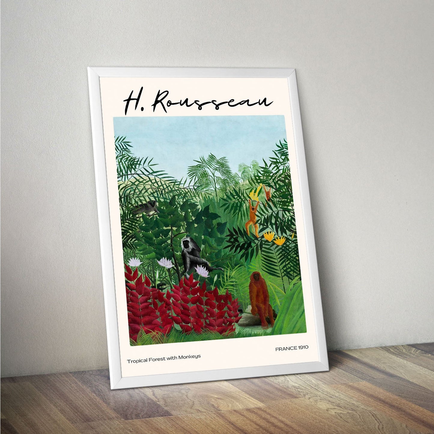 Wes Co Gallery Poster Tropical Forest With Monkeys by Henri Rousseau 16 x 20" Home Goods - Artist Edge to edge Art Print