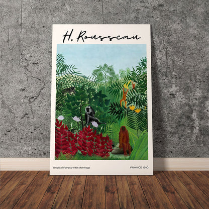 Wes Co Gallery Poster Tropical Forest With Monkeys by Henri Rousseau 11 x 17" Home Goods - Artist Edge to edge Art Print