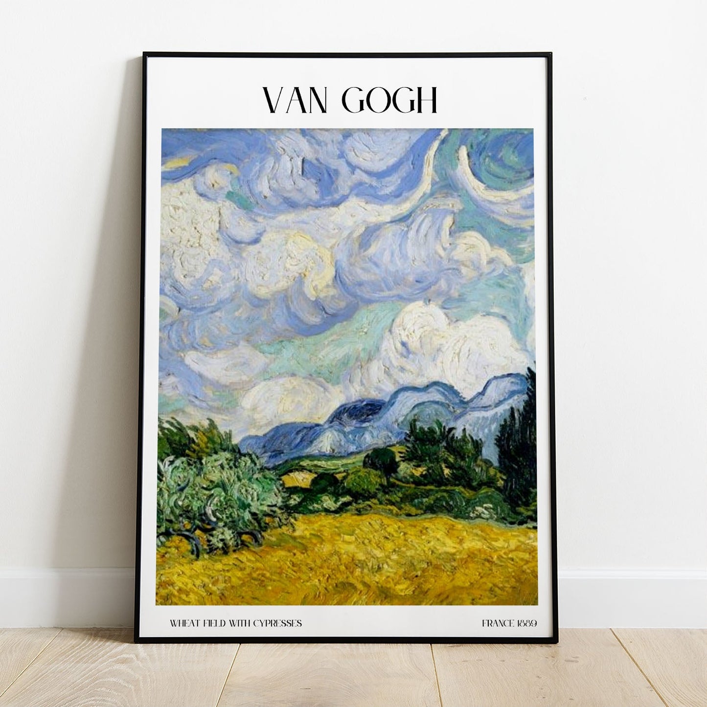 Wes Co Gallery Poster Wheat Field With Cypresses by Van Gogh 8 x 10" Home Goods - Artist Edge to edge Art Print