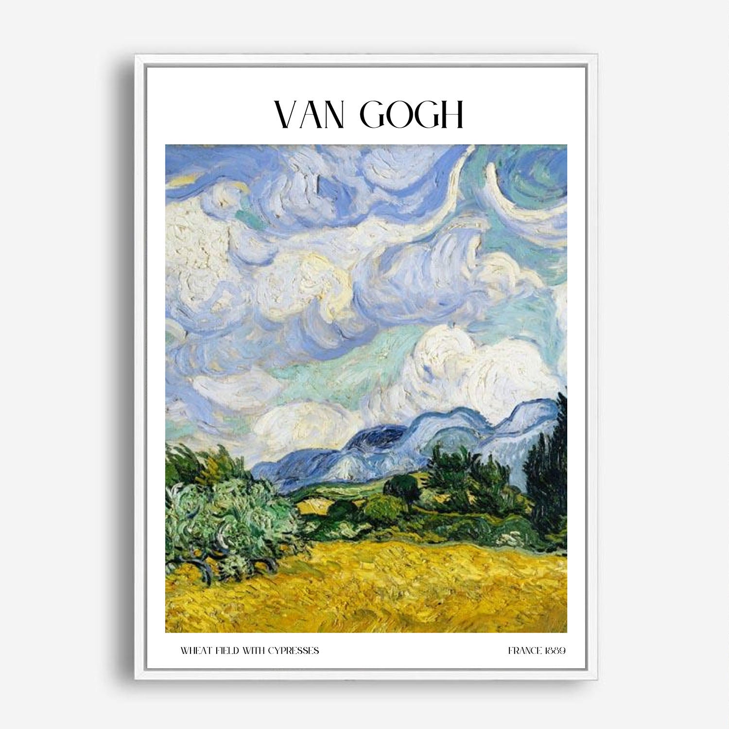 Wes Co Gallery Poster Wheat Field With Cypresses by Van Gogh 5 x 7" Home Goods - Artist Edge to edge Art Print