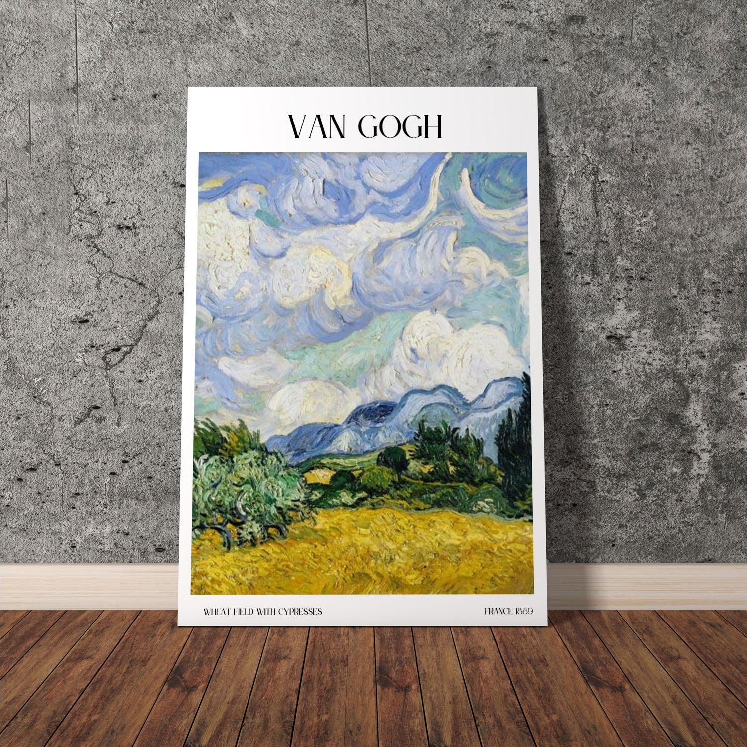 Wes Co Gallery Poster Wheat Field With Cypresses by Van Gogh 11 x 17" Home Goods - Artist Edge to edge Art Print