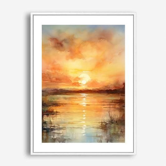 Wes Co Gallery Poster Sunset Over Lake 5 x 7" Home Goods - Nature Border or edge to edge Art Print