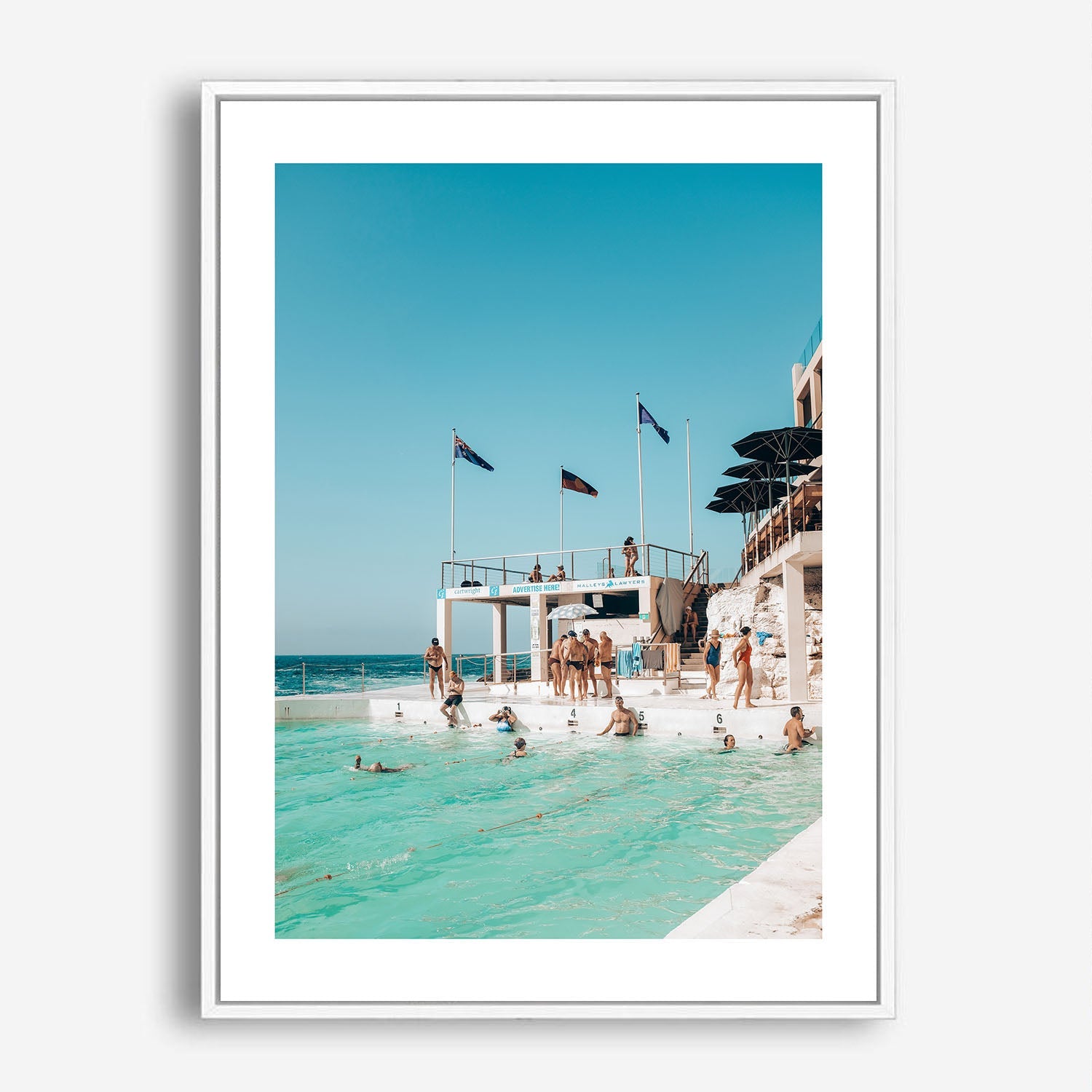 Wes Co Gallery Poster Bondi Icerbergs Swimmers 5 x 7" Home Goods - Travels Border or edge to edge Art Print