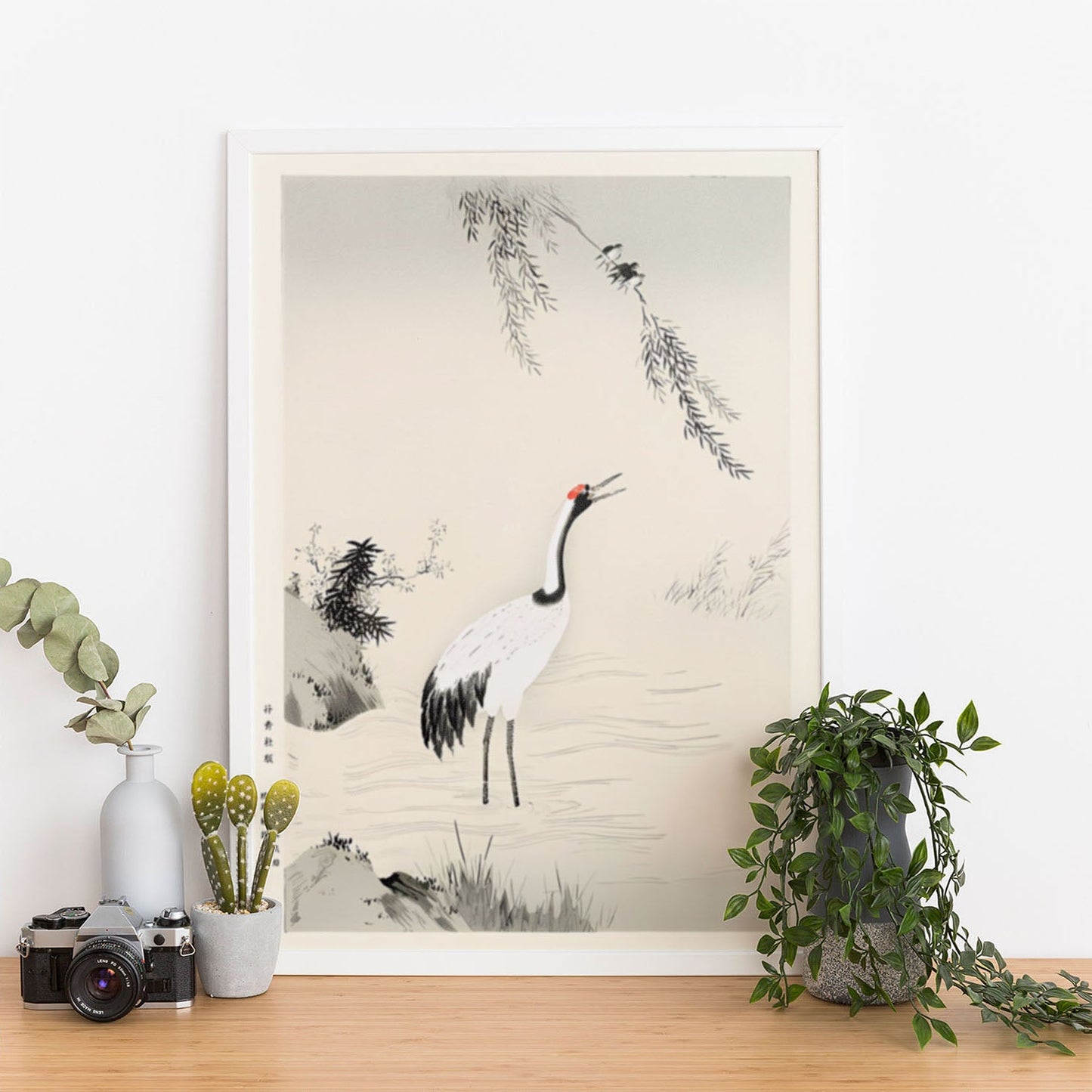 Wes Co Gallery Poster Japanese Crane by Kano Motonobu 12 x 16" Home Goods - Artist Edge to edge Art Print