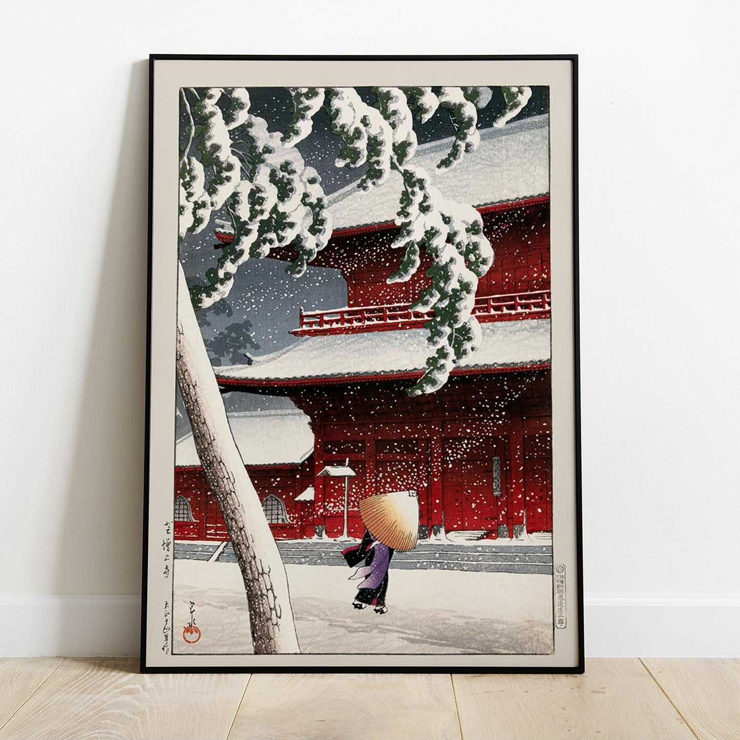 Wes Co Gallery Poster Geisha Snowstorm by Kawase Hasui 8 x 10" Home Goods - Artist Edge to edge Art Print