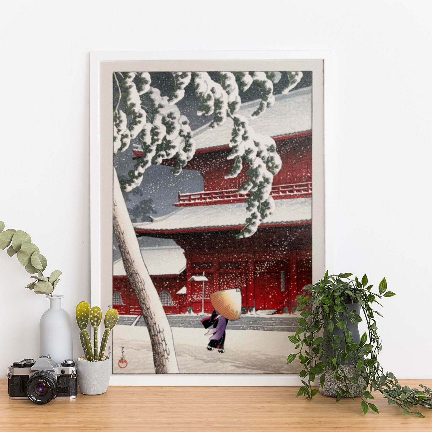 Wes Co Gallery Poster Geisha Snowstorm by Kawase Hasui 12 x 16" Home Goods - Artist Edge to edge Art Print