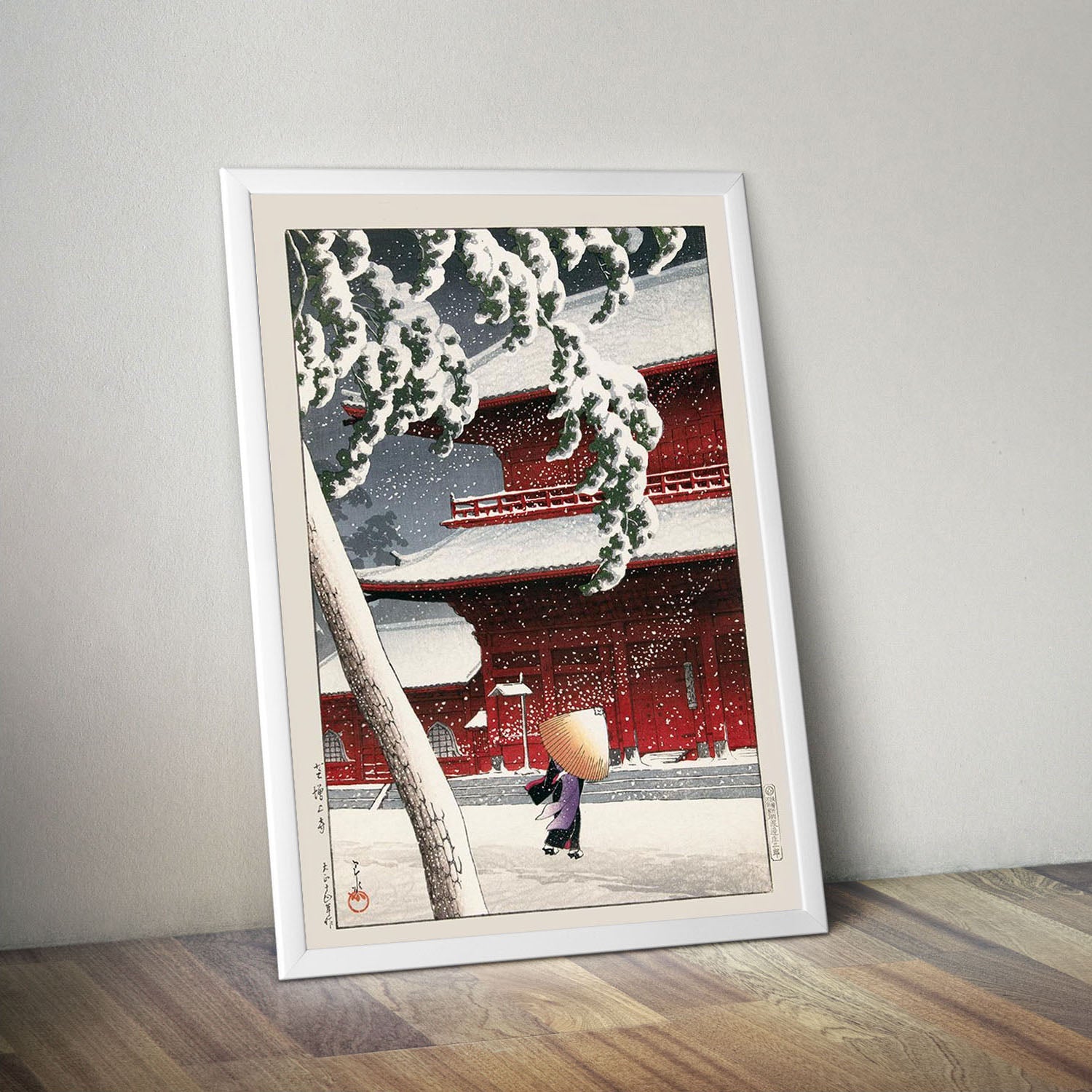 Wes Co Gallery Poster Geisha Snowstorm by Kawase Hasui 16 x 20" Home Goods - Artist Edge to edge Art Print