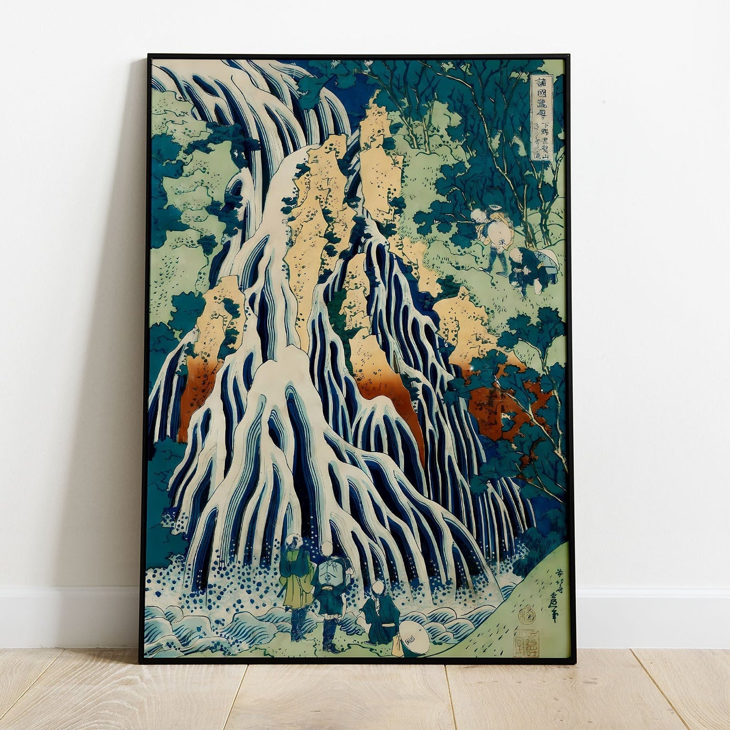 Wes Co Gallery Poster Pilgrims at Kirifuri Waterfall by Katsushika Hokusai 8 x 10" Home Goods - Artist Edge to edge Art Print