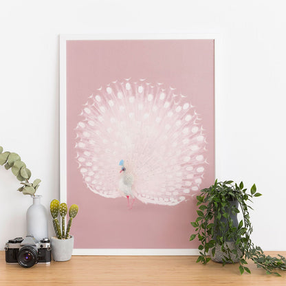 Wes Co Gallery Poster Pink Peacock by Ohara Koson 12 x 16" Home Goods - Artist Edge to edge Art Print