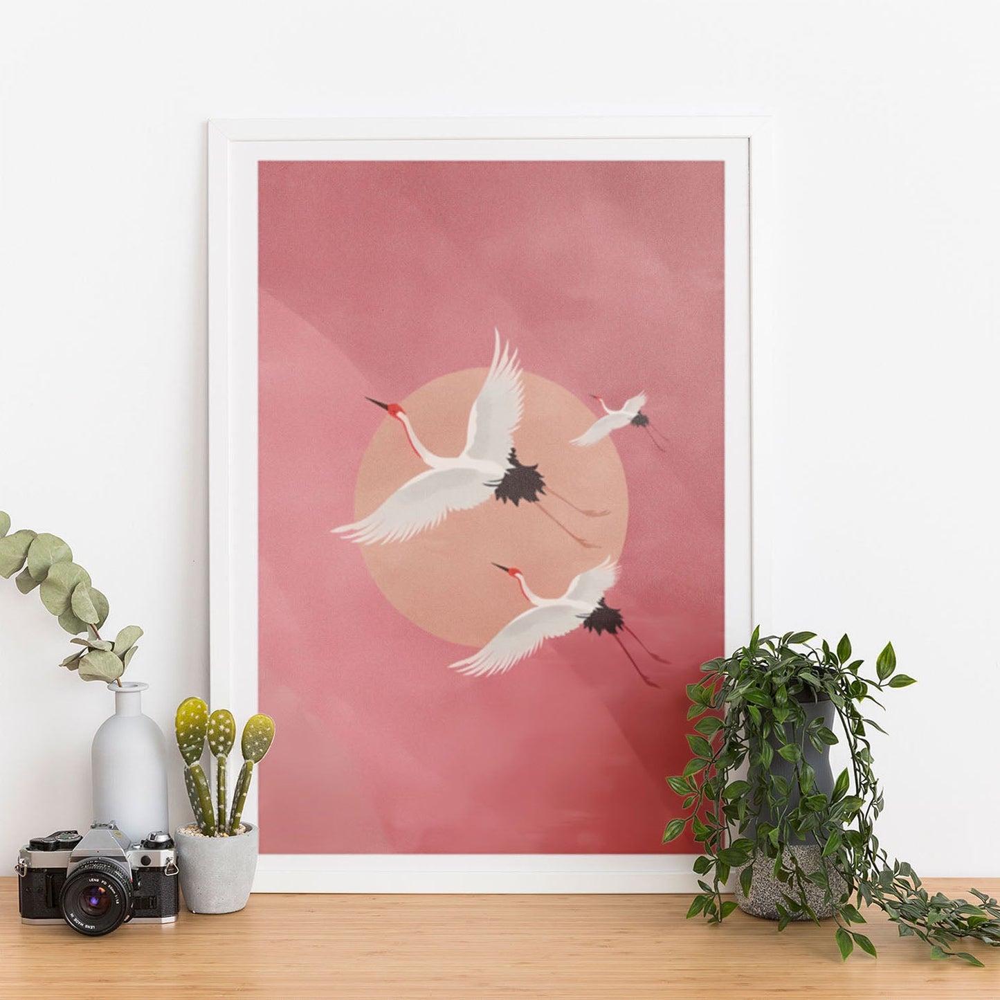 Wes Co Gallery Poster Flying Japanese Cranes 11 x 17" Home Goods - Illustrations Border or edge to edge Art Print