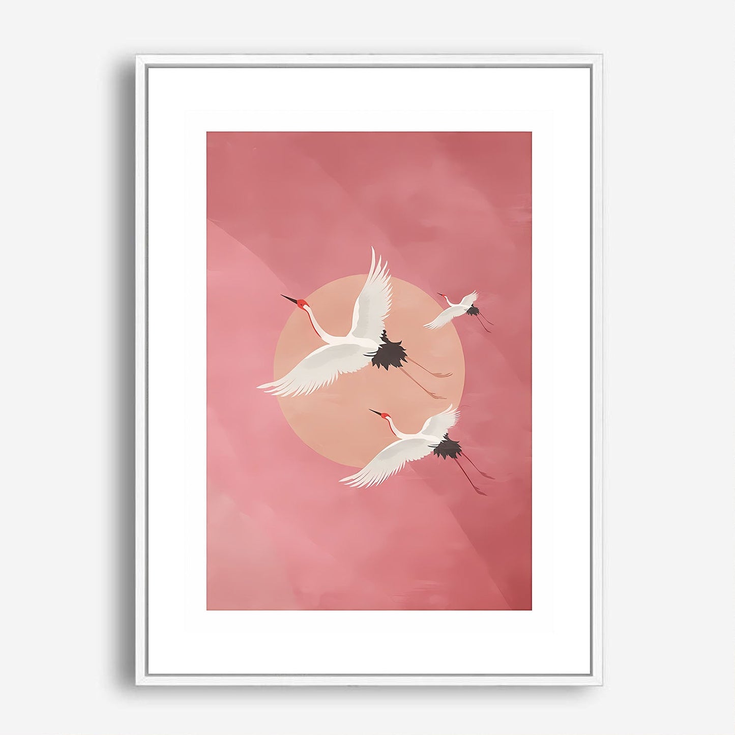 Wes Co Gallery Poster Flying Japanese Cranes 5 x 7" Home Goods - Illustrations Border or edge to edge Art Print