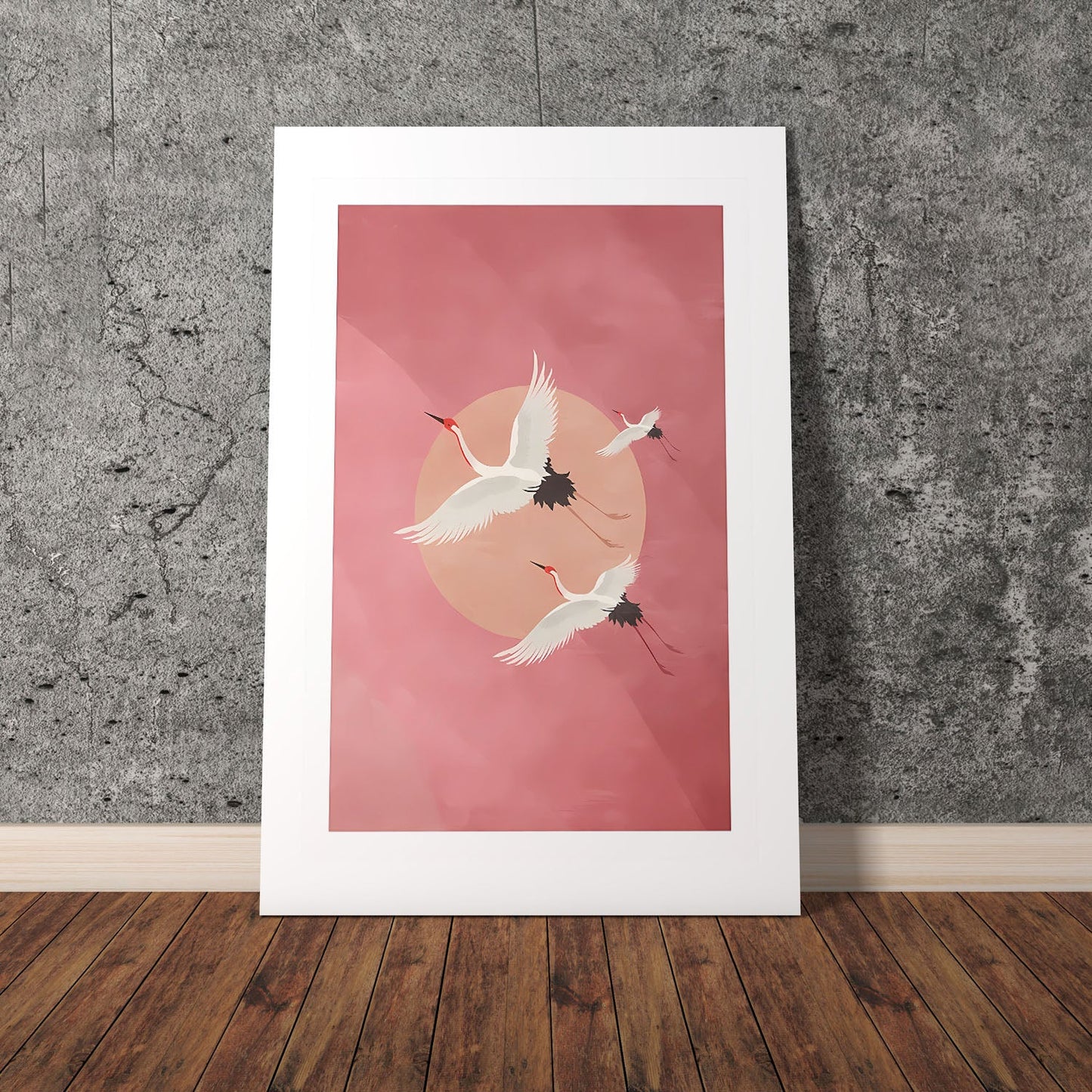 Wes Co Gallery Poster Flying Japanese Cranes 8 x 10" Home Goods - Illustrations Border or edge to edge Art Print