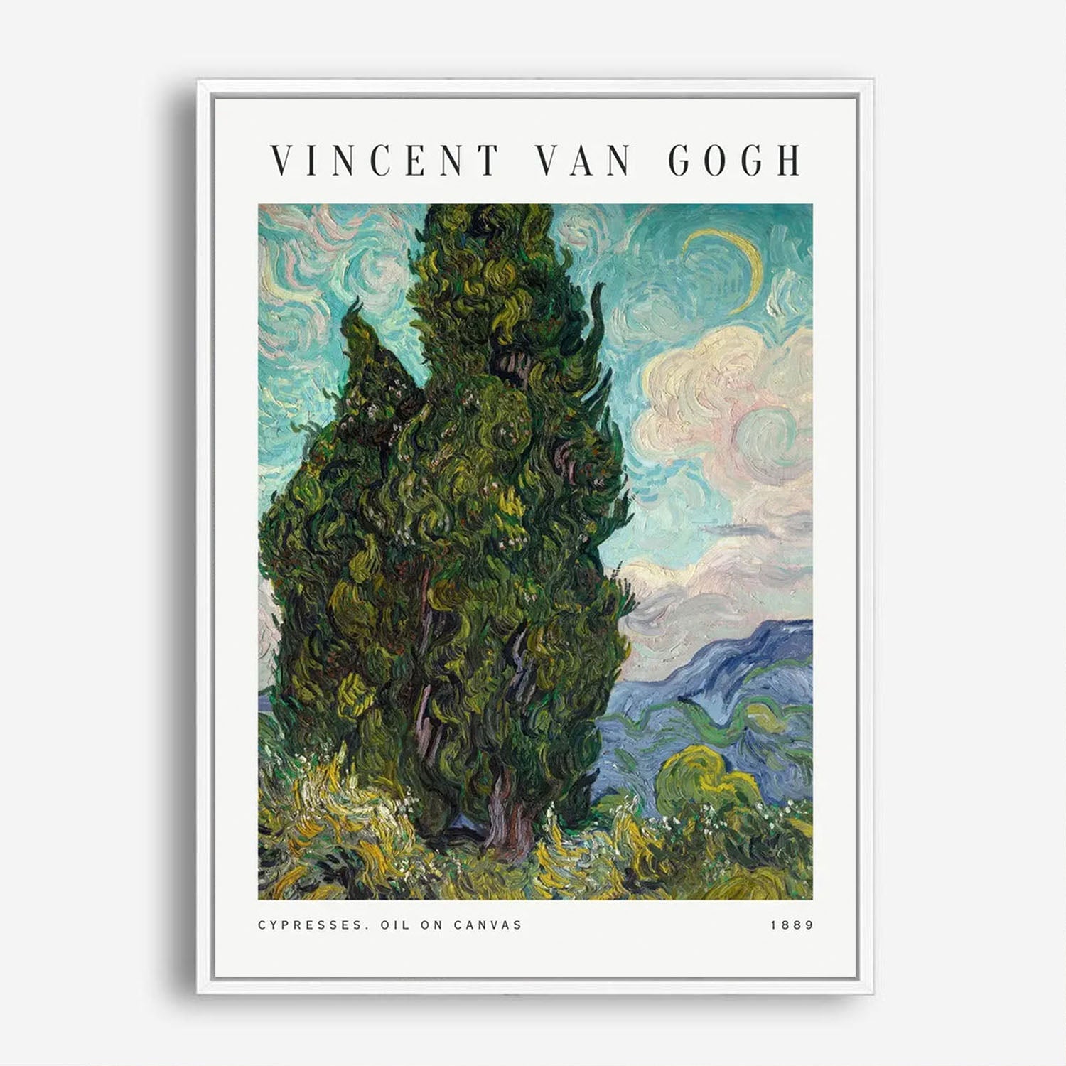 Wes Co Gallery Poster Cypresses Wheat Field by Vincent Van Gogh 5 x 7" Home Goods - Artist Edge to edge Art Print