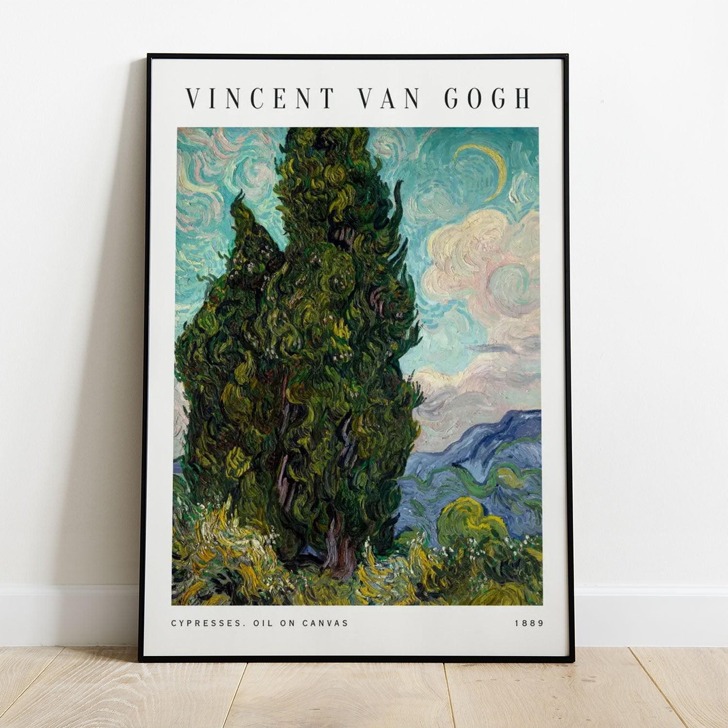 Wes Co Gallery Poster Cypresses Wheat Field by Vincent Van Gogh 8 x 10" Home Goods - Artist Edge to edge Art Print