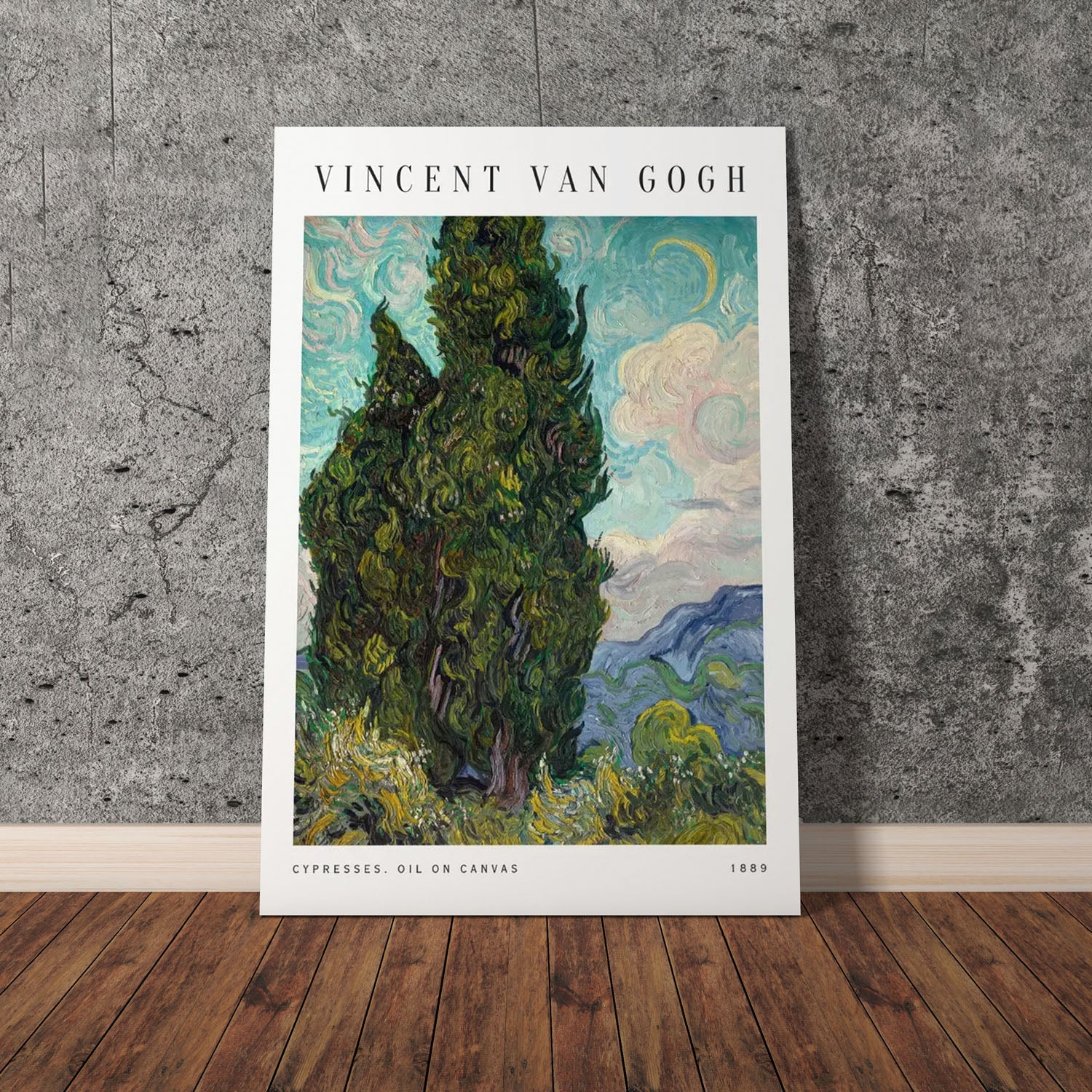 Wes Co Gallery Poster Cypresses Wheat Field by Vincent Van Gogh 11 x 17" Home Goods - Artist Edge to edge Art Print