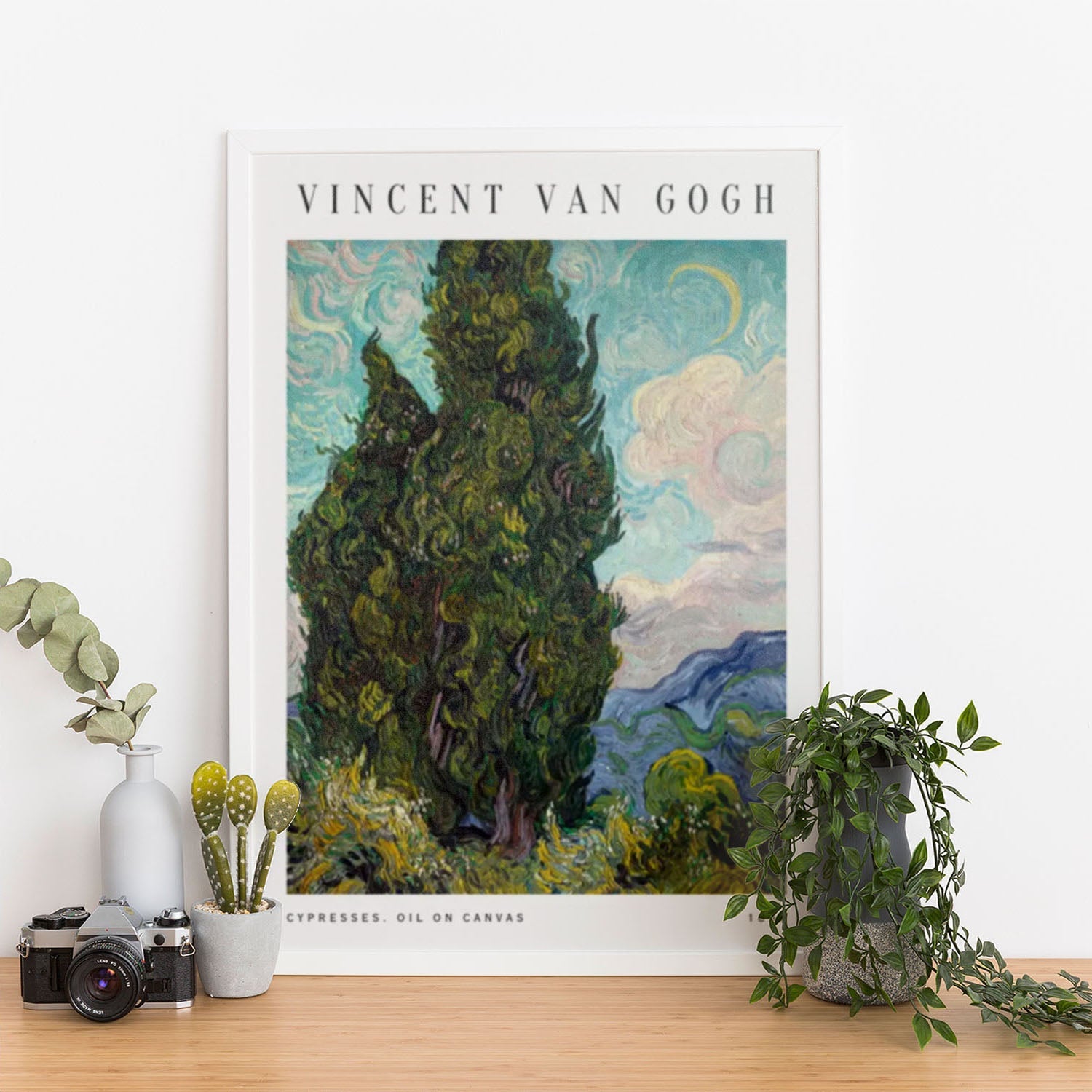 Wes Co Gallery Poster Cypresses Wheat Field by Vincent Van Gogh 12 x 16" Home Goods - Artist Edge to edge Art Print