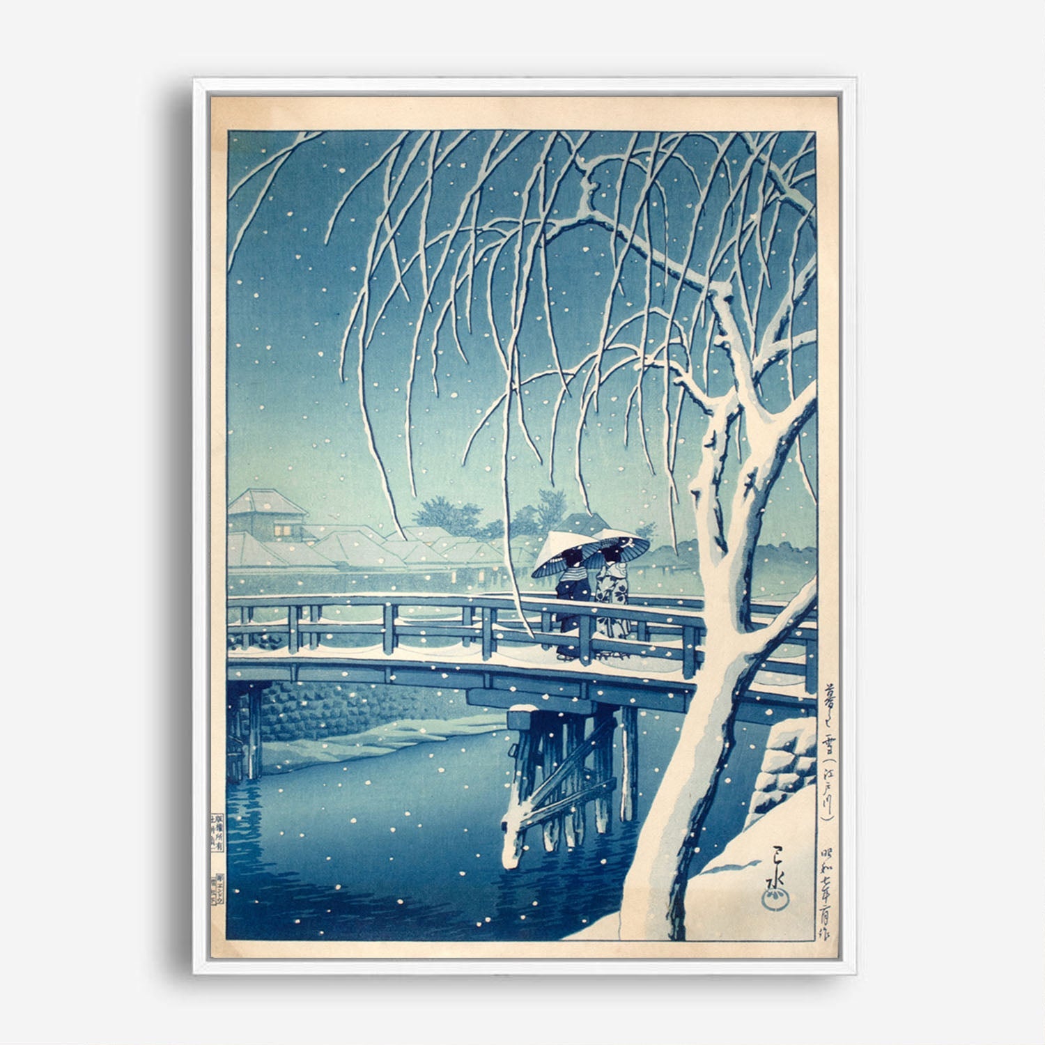 Wes Co Gallery Poster Evening Snow at Edo River by Kawase Hasui 5 x 7" Home Goods - Artist Edge to edge Art Print