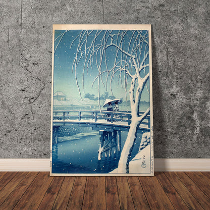 Wes Co Gallery Poster Evening Snow at Edo River by Kawase Hasui 11 x 17" Home Goods - Artist Edge to edge Art Print