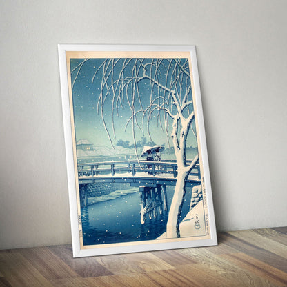 Wes Co Gallery Poster Evening Snow at Edo River by Kawase Hasui 16 x 20" Home Goods - Artist Edge to edge Art Print