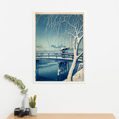 Wes Co Gallery Poster Evening Snow at Edo River by Kawase Hasui 16 x 20" Home Goods - Artist Edge to edge Art Print