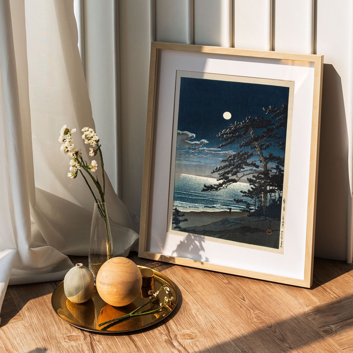 Wes Co Gallery Poster Spring Moon at Ninomiya Beach by Kawase Hasui 5 x 7" Home Goods - Artist Edge to edge Art Print