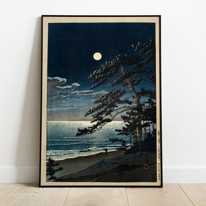 Wes Co Gallery Poster Spring Moon at Ninomiya Beach by Kawase Hasui 8 x 10" Home Goods - Artist Edge to edge Art Print