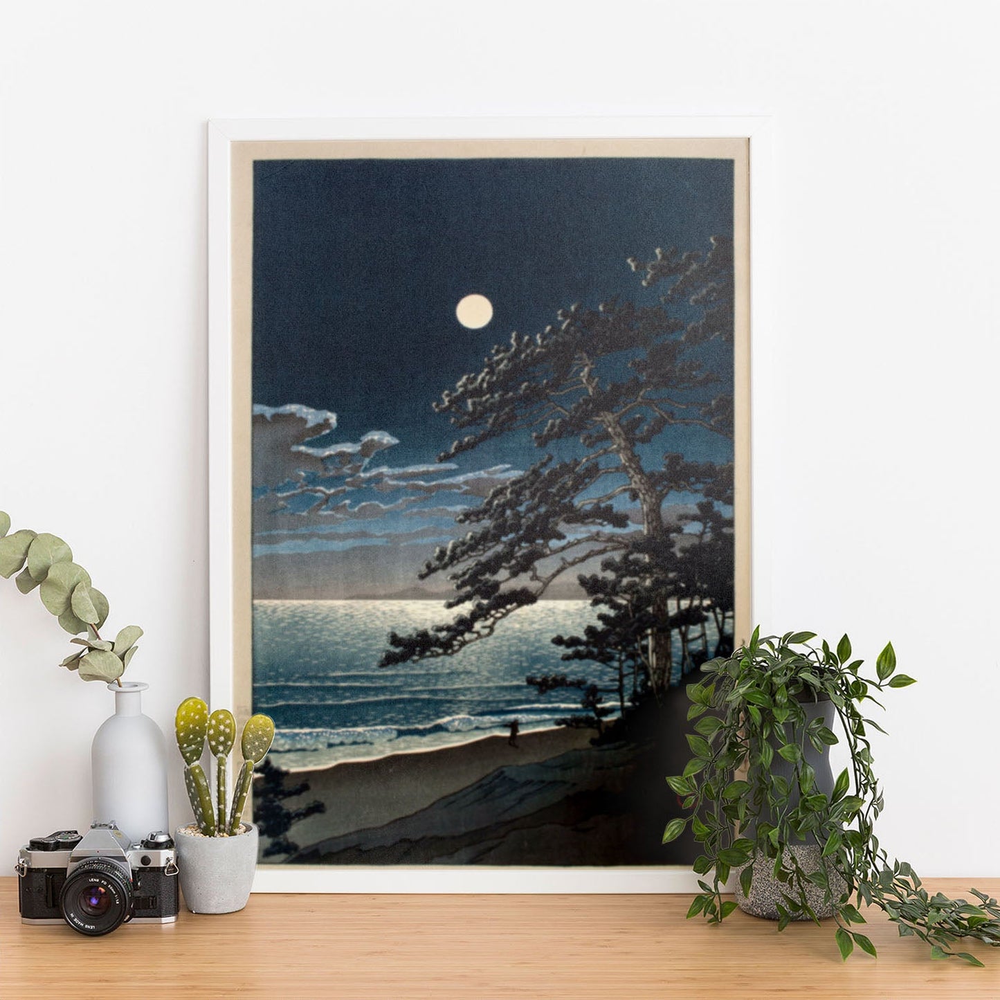 Wes Co Gallery Poster Spring Moon at Ninomiya Beach by Kawase Hasui 12 x 16" Home Goods - Artist Edge to edge Art Print